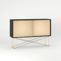 Vogue Sideboard 136 Zwei Messingtüren Und Gestell, Anthrazit/Messing -Möbelgeschäft decotique vogue sideboard 136 zwei messingturen und gestell 54