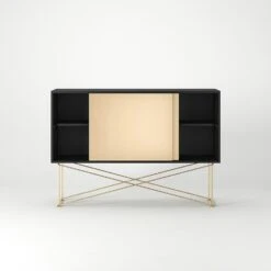 Vogue Sideboard 136 Zwei Messingtüren Und Gestell, Anthrazit/Messing -Möbelgeschäft decotique vogue sideboard 136 zwei messingturen und gestell 57