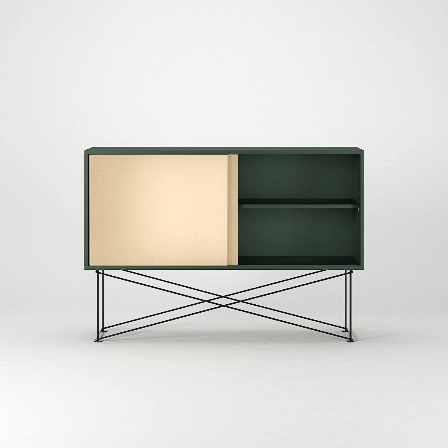 Vogue Sideboard 136 Zwei Messingtüren Und Gestell, Grün/Schwarz 7 Vogue Sideboard 136 Zwei Messingtüren Und Gestell, Grün/Schwarz – Bild 5