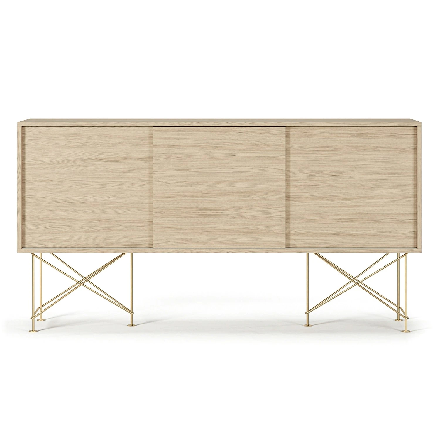 Vogue Sideboard 180 Auf Zwei Ständern, Weißpigmentierte Eiche/Messing 3 Vogue Sideboard 180 Auf Zwei Ständern, Weißpigmentierte Eiche/Messing