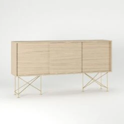 Vogue Sideboard 180 Auf Zwei Ständern, Weißpigmentierte Eiche/Messing 10 Vogue Sideboard 180 Auf Zwei Ständern, Weißpigmentierte Eiche/Messing -Möbelgeschäft decotique vogue sideboard 180 auf zwei standern 155