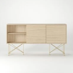 Vogue Sideboard 180 Auf Zwei Ständern, Weißpigmentierte Eiche/Messing 12 Vogue Sideboard 180 Auf Zwei Ständern, Weißpigmentierte Eiche/Messing -Möbelgeschäft decotique vogue sideboard 180 auf zwei standern 157