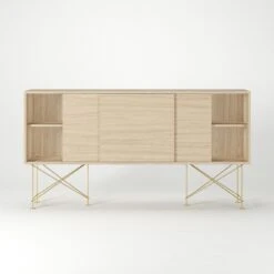 Vogue Sideboard 180 Auf Zwei Ständern, Weißpigmentierte Eiche/Messing 13 Vogue Sideboard 180 Auf Zwei Ständern, Weißpigmentierte Eiche/Messing -Möbelgeschäft decotique vogue sideboard 180 auf zwei standern 158