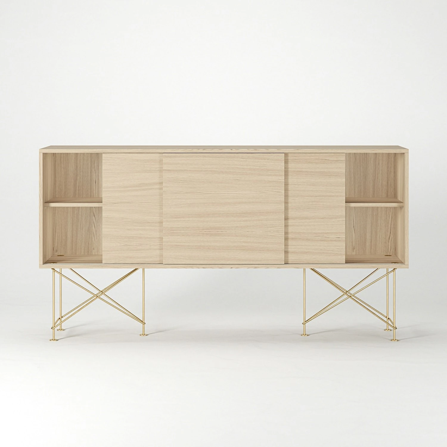 Vogue Sideboard 180 Auf Zwei Ständern, Weißpigmentierte Eiche/Messing 8 Vogue Sideboard 180 Auf Zwei Ständern, Weißpigmentierte Eiche/Messing – Bild 6