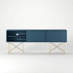 Vogue Fernsehbank 180 Cm, Dunkelblau/Messing -Möbelgeschäft decotique vogue sideboard 180 cm auf standern 64