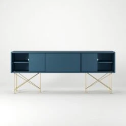 Vogue Fernsehbank 180 Cm, Dunkelblau/Messing -Möbelgeschäft decotique vogue sideboard 180 cm auf standern 65