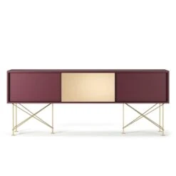 Vogue Sideboard 180 Cm, Weinrot/2WR1M/Messing