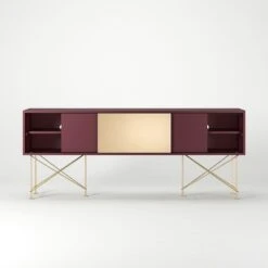 Vogue Sideboard 180 Cm, Weinrot/2WR1M/Messing -Möbelgeschäft decotique vogue sideboard 180 cm messing schiebeture stander 121
