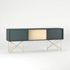 Vogue Sideboard 180 Cm, Grau/2G1M/Messing -Möbelgeschäft decotique vogue sideboard 180 cm messing schiebeture stander 125