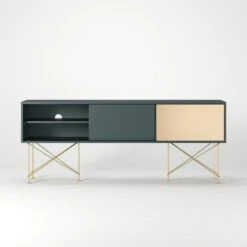 Vogue Sideboard 180 Cm, Grau/2G1M/Messing -Möbelgeschäft decotique vogue sideboard 180 cm messing schiebeture stander 127