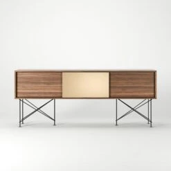 Vogue Sideboard 180 Cm, Walnuss/2W1M/Schwarz -Möbelgeschäft decotique vogue sideboard 180 cm messing schiebeture stander 61