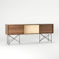 Vogue Sideboard 180 Cm, Walnuss/2W1M/Schwarz -Möbelgeschäft decotique vogue sideboard 180 cm messing schiebeture stander 62