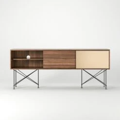 Vogue Sideboard 180 Cm, Walnuss/2W1M/Schwarz -Möbelgeschäft decotique vogue sideboard 180 cm messing schiebeture stander 64