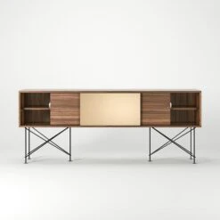 Vogue Sideboard 180 Cm, Walnuss/2W1M/Schwarz -Möbelgeschäft decotique vogue sideboard 180 cm messing schiebeture stander 65