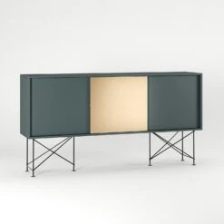 Vogue Sideboard 180 Eine Messingtüren Und Zwei Ständer, Grau/Schwarz -Möbelgeschäft decotique vogue sideboard 180 eine messingturen und zwei stander 100