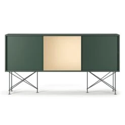 Vogue Sideboard 180 Eine Messingtüren Und Zwei Ständer, Grün/Schwarz