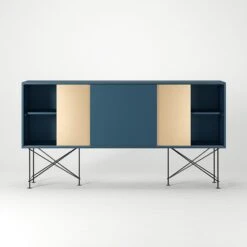 Vogue Sideboard 180 Zwei Messingtüren Und Zwei Ständer, Dunkelblau/Schwarz 13 Vogue Sideboard 180 Zwei Messingtüren Und Zwei Ständer, Dunkelblau/Schwarz -Möbelgeschäft decotique vogue sideboard 180 zwei messingturen und zwei stander 36