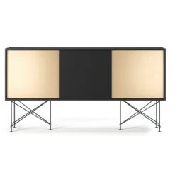 Vogue Sideboard 180 Zwei Messingtüren Und Zwei Ständer, Anthrazit/Schwarz