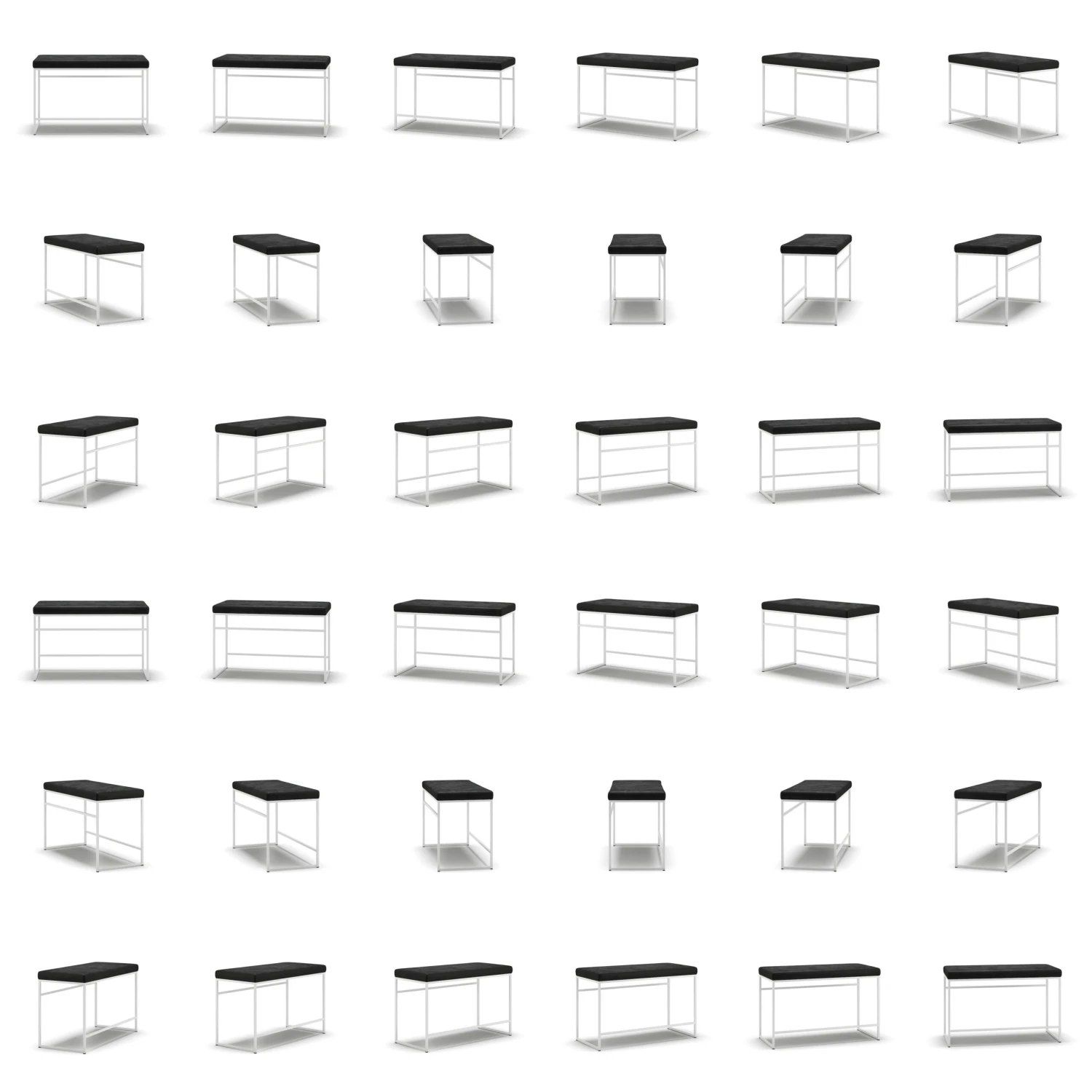 Bank, Weiß / Schwarz Samt 7 Bank, Weiß / Schwarz Samt – Bild 5
