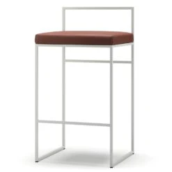 Barhocker Mit Rückenlehne 80 Cm, Weiß / Braun Leder