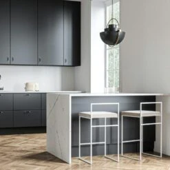 Barhocker Mit Rückenlehne 80 Cm, Weiß / Beige Samt -Möbelgeschäft department barhocker niedrig hoch ruckenlehne 145