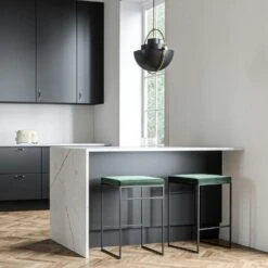 Barhocker Ohne Rückenlehne 67 Cm, Schwarz / Grün Samt -Möbelgeschäft department barhocker niedrig ohne ruckenlehne 136