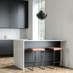 Barhocker Ohne Rückenlehne 67 Cm, Schwarz / Braun Leder -Möbelgeschäft department barhocker niedrig ohne ruckenlehne 86