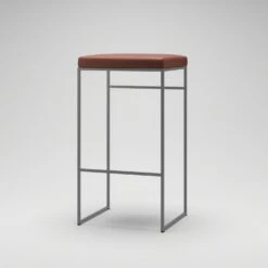 Barhocker Ohne Rückenlehne 77 Cm, Grau / Braun Leder -Möbelgeschäft department barhocker ohne ruckenlehne schwarz 130