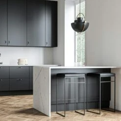 Barhocker Ohne Rückenlehne 77 Cm, Schwarz / Schwarz Leder -Möbelgeschäft department barhocker ohne ruckenlehne schwarz 78