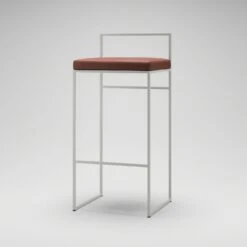 Barhocker Mit Rückenlehne 90 Cm, Weiß / In Farbe Von Braunem Leder -Möbelgeschäft department barstuhl mit hoher ruckenlehne schwarz 107