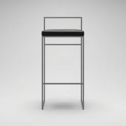 Barhocker Mit Rückenlehne 90 Cm, Grau / Schwarz Leder -Möbelgeschäft department barstuhl mit hoher ruckenlehne schwarz 122