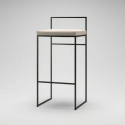 Barhocker Mit Rückenlehne 90 Cm, Schwarz / Beige Samt -Möbelgeschäft department barstuhl mit hoher ruckenlehne schwarz 138