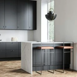 Barhocker Mit Rückenlehne 90 Cm, Schwarz / Braun Leder -Möbelgeschäft department barstuhl mit hoher ruckenlehne schwarz 86