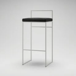 Barhocker Mit Rückenlehne 90 Cm, Weiß / Schwarz Samt -Möbelgeschäft department barstuhl mit hoher ruckenlehne schwarz 92