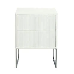 Line Nachttisch,  Weiß / Chrome