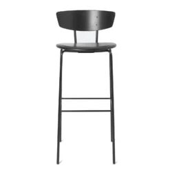 Ferm LIVING Herman Bar Chair High, Black/Black Leather