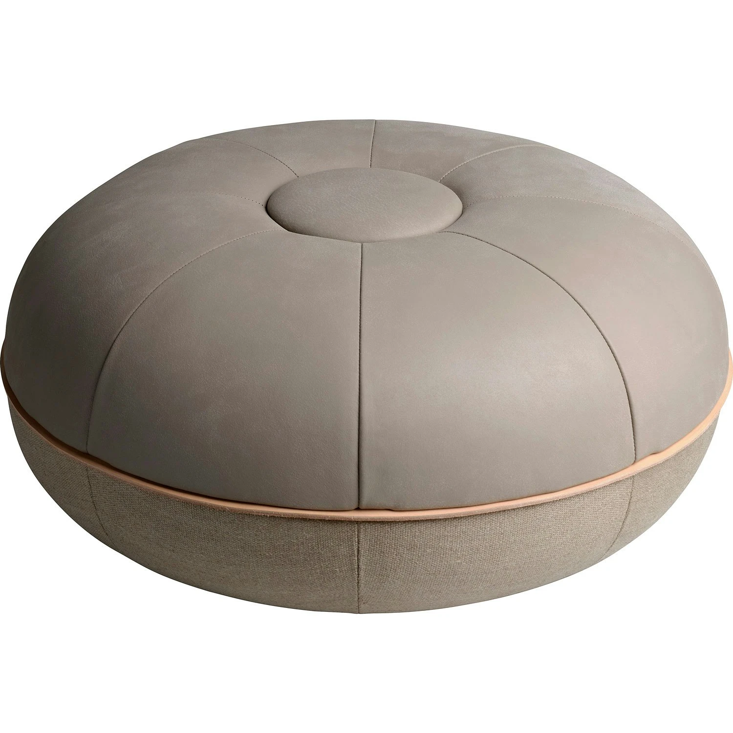 Fritz Hansen Pouf Pouf Small, Oberteil Leder / Hellgrau 3 Fritz Hansen Pouf Pouf Small, Oberteil Leder / Hellgrau