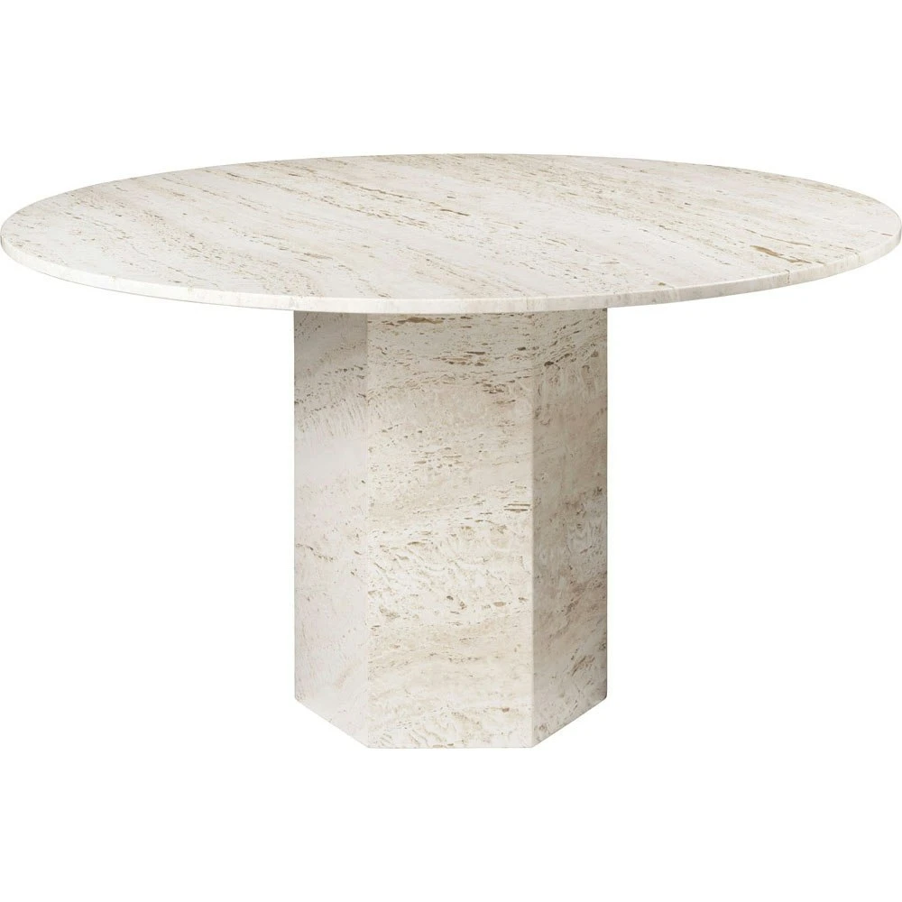 Gubi Epic Esstisch Rund Ø130 Cm, Weiß Travertine 3 Gubi Epic Esstisch Rund Ø130 Cm, Weiß Travertine