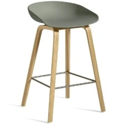 Hay AAS 32 Barhocker Niedrig, Mit Wasserlack Behandelte Eiche / Dunstgrün