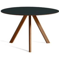 Hay CPH 20 Tisch Ø120x74 Cm, Mit Lack Auf Wasserbasis Lackiert Walnussholz / Dunkelgrau Linoleum