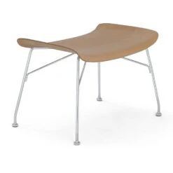 Kartell S/Wood Fußhocker, Helles Holz / Chrom