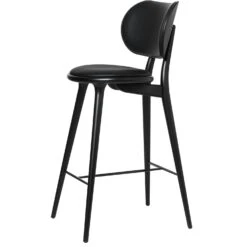 Mater The High Stool Backrest Barstuhl, Schwarz Lackiert Buche