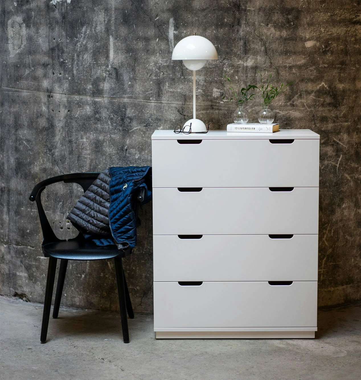 Aoko Kommode Mit 4 Schubladen, Weiß 6 Aoko Kommode Mit 4 Schubladen, Weiß – Bild 4