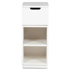 Aoko Nachttisch Hoch 1 Schublade, Weiß