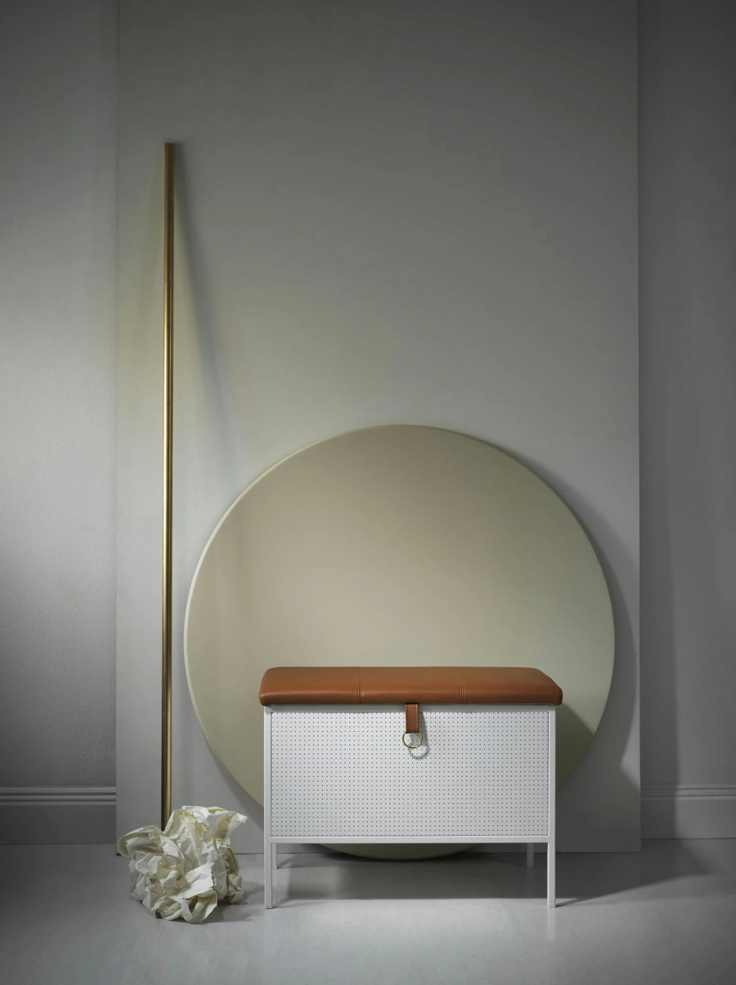 Maze Frank Aufbewahrungsbank, Weiß/Cognac 4 Maze Frank Aufbewahrungsbank, Weiß/Cognac – Bild 2