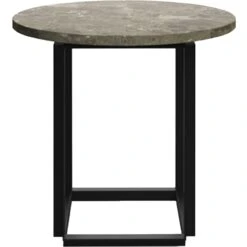 New Works Florence Beistelltisch 50 Cm, Grauer Marmor / Schwarz