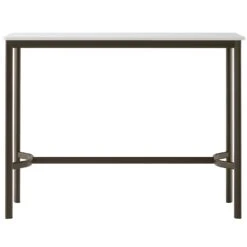 &Tradition Drip HW113 Bartisch 50x140x105 Cm, Altweiß Laminat / Bronzefarben -Möbelgeschäft tradition drip bar table hw113 140x50x105 black nano laminate black legs 8