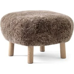 &Tradition Pouf ATD1 Little Petra, Fußstütze Weiß-geölte Eiche / Sheepskin Sahara